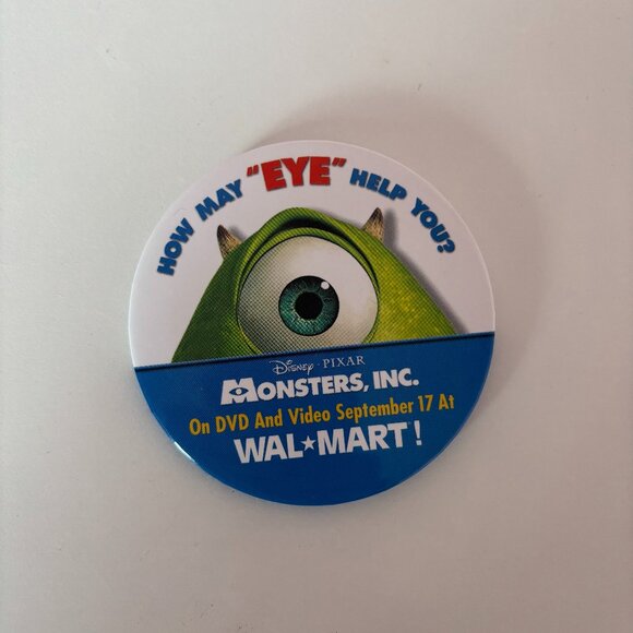Monsters Inc Walmart Promo Button - Picture 1 of 6